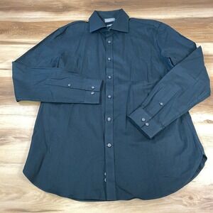 Michael Kors Mens Slim Fit Button Down Shirt Dark Green Black 16-16.5 34/35 L